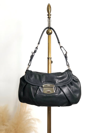 PRADA Logo Front Buckle Shoulder bag Black Vintage 4b8iuy
