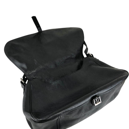 PRADA Logo Front Buckle Shoulder bag Hobobag Black Vintage m5w8bc
