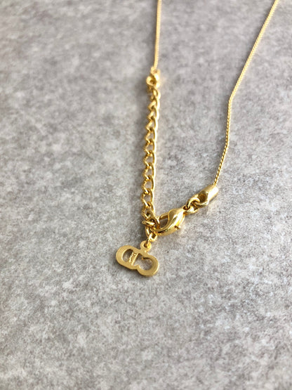 Christian Dior CD Logo Necklace Gold Vintage 8jsr7j