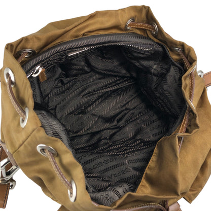 PRADA Tessuto Triangle Logo Double Pocket Handbag Shoulder bag Beige Vintage cgzz8n