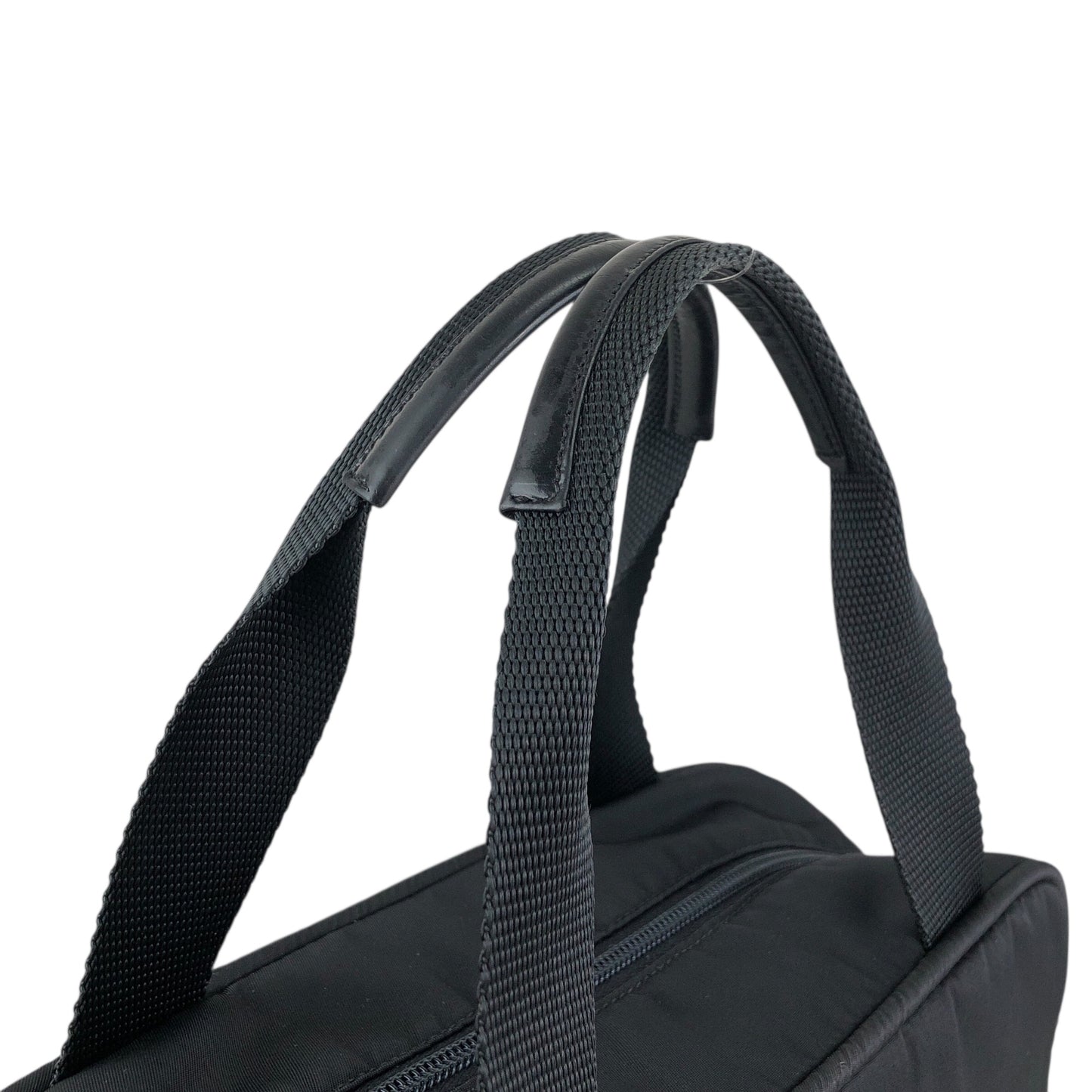 PRADA Tessuto Triangle Logo Padlock Handbag Black Vintage h25vhs