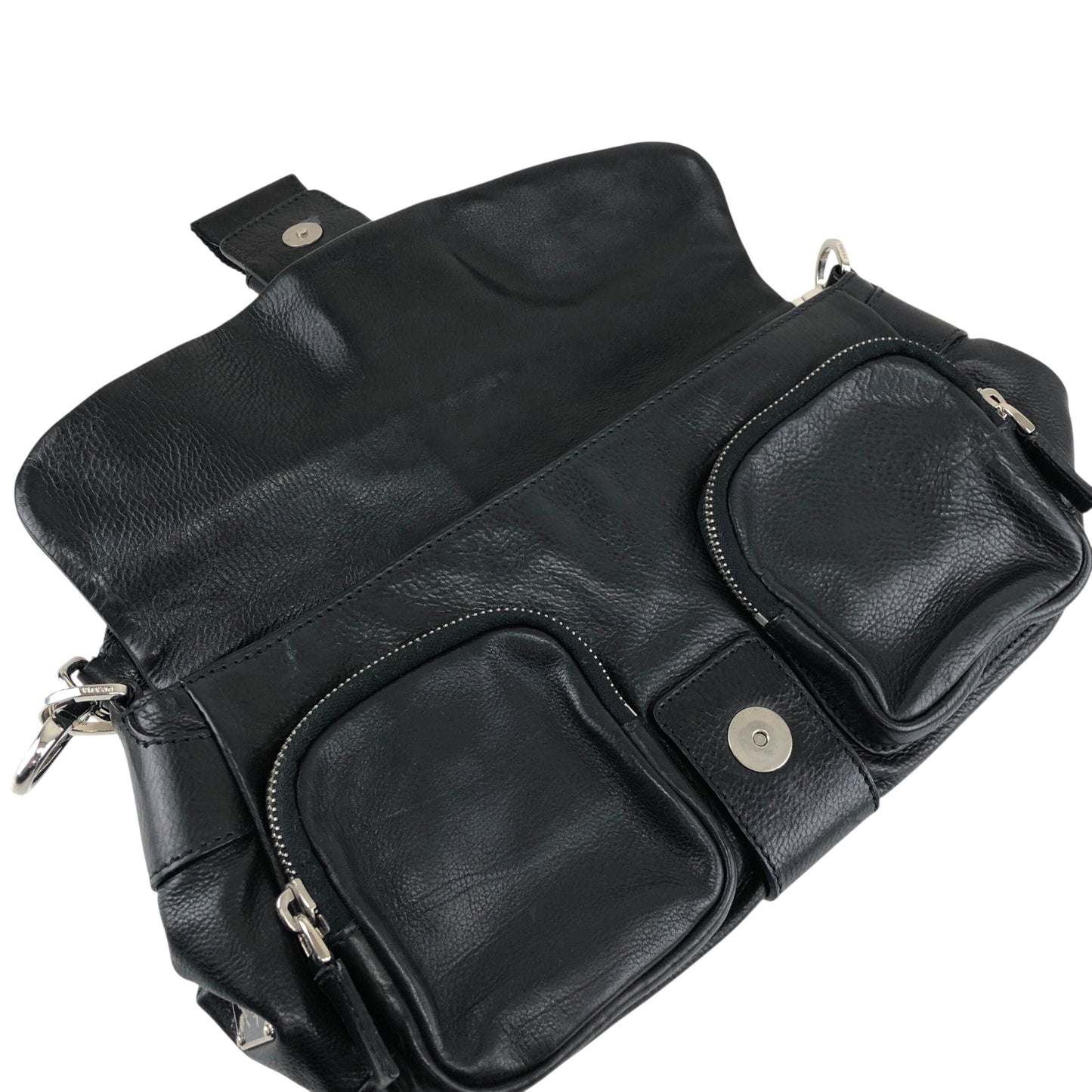 PRADA Triangle Logo Front Buckle  Shoulder bag Black Vintage  wsw3t2