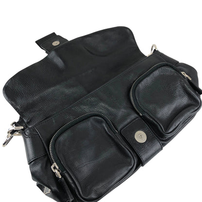 PRADA Triangle Logo Front Buckle  Shoulder bag Black Vintage  wsw3t2