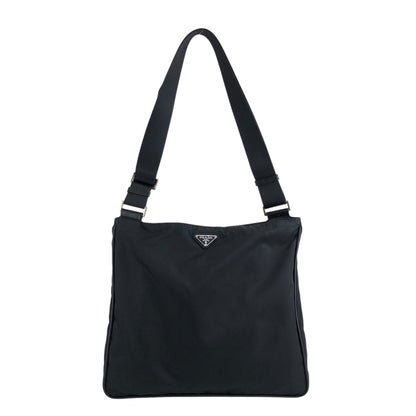 PRADA Tessuto Triangle logo Padlock Small Boston bag Handbag Black Vintage a5w87e