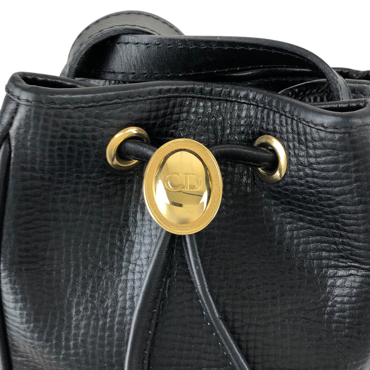 Christian Dior CD Logo Drawstring Shoulder bag Black Vintage t4tu7b