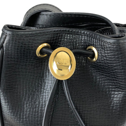 Christian Dior CD Logo Drawstring Shoulder bag Black Vintage t4tu7b