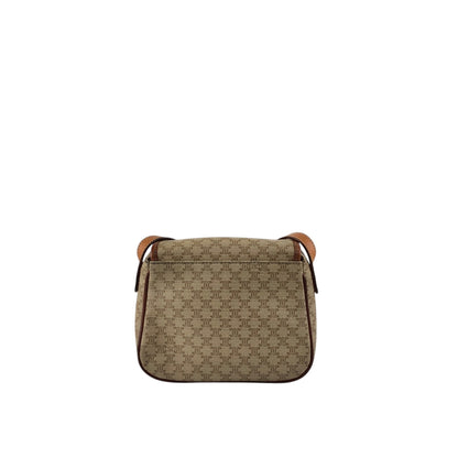 CELINE Macadam Front Buckle  Shoulder bag Beige Vintage hx87nm