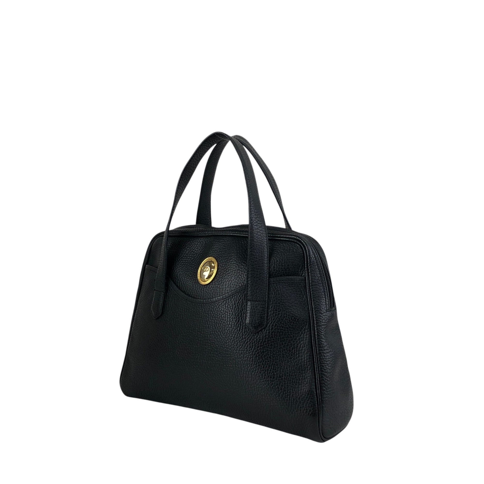 Christian Dior CD Logo Two-way Handbag Shoulder bag Black Vintage