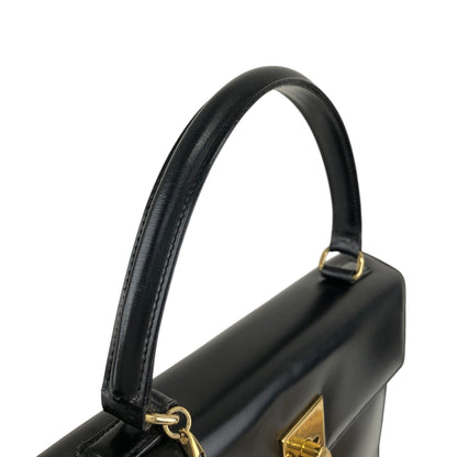 CELINE Gancini Toggle Clasp Handbag Black Vintage gpjwxc