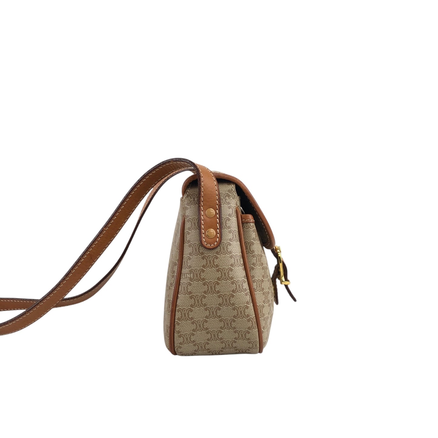 CELINE Macadam Blason Shoulder bag Beige Vintage xe5drh