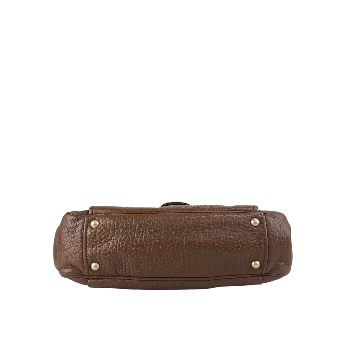 PRADA Triangle Logo Front Buckle Handbag Boston bag Brown Vintage v46bhc