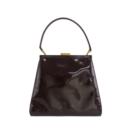 GUCCI Metal Clasp Handbag Brown Vintage ew3gks