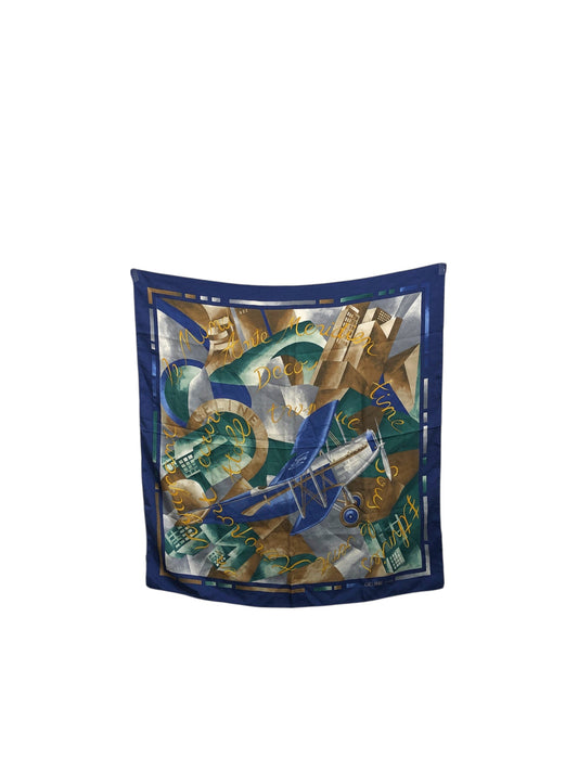 CELINE SILK Scarf Blue×Green Vintage ejmgse