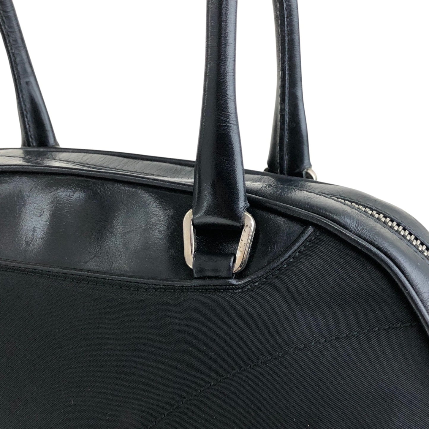 PRADA Triangle Logo Handbag Boston bag Black Vintage mh4xag
