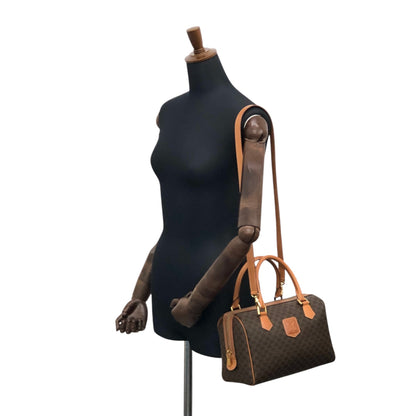 CELINE Macadam Blason Two-way Small Boston bag Shoulder bag Brown Vintage haxmcm