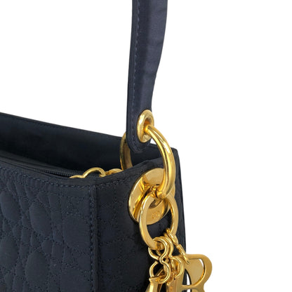 Christian Dior Cannage Logo Charm Shoulder bag Hobobag Black Vintage gd5hwv