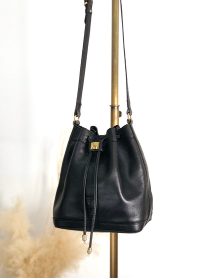 CELINE Blason Drawstring Shoulder bag Black Vintage 2vim3n