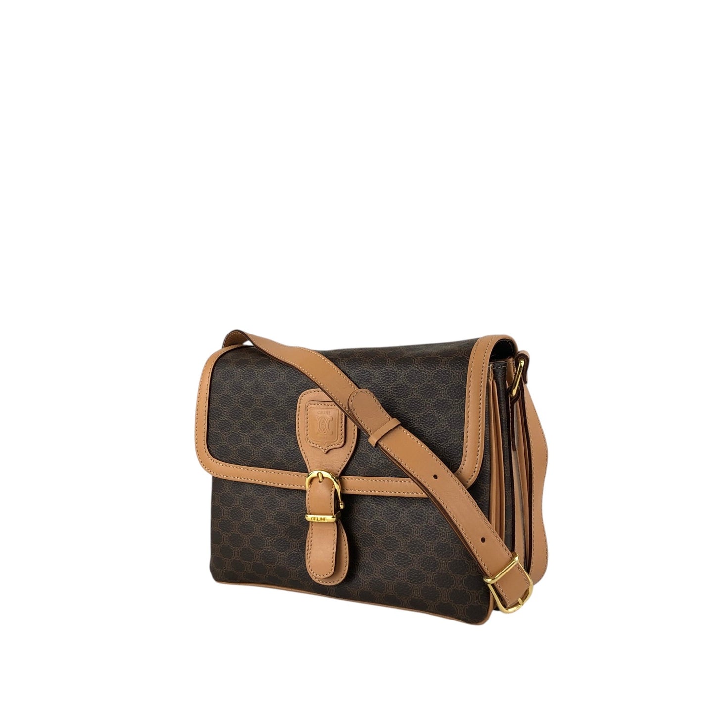 CELINE Macadam Blason Shoulder bag Brown Vintage cwx3rn