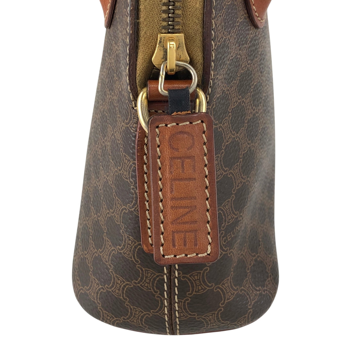 CELINE Macadam Two-way Handbag Shoulder bag Brown Vintage cwamvm