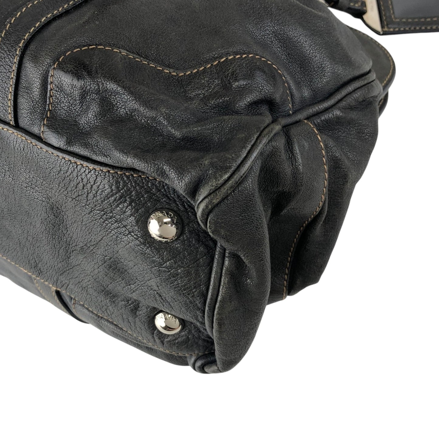 PRADA Triangle Logo Handbag Gray Vintage x8guys