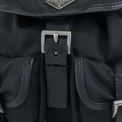 PRADA Triangle Logo Double Pocket Backpack Black Vintage rd6n42