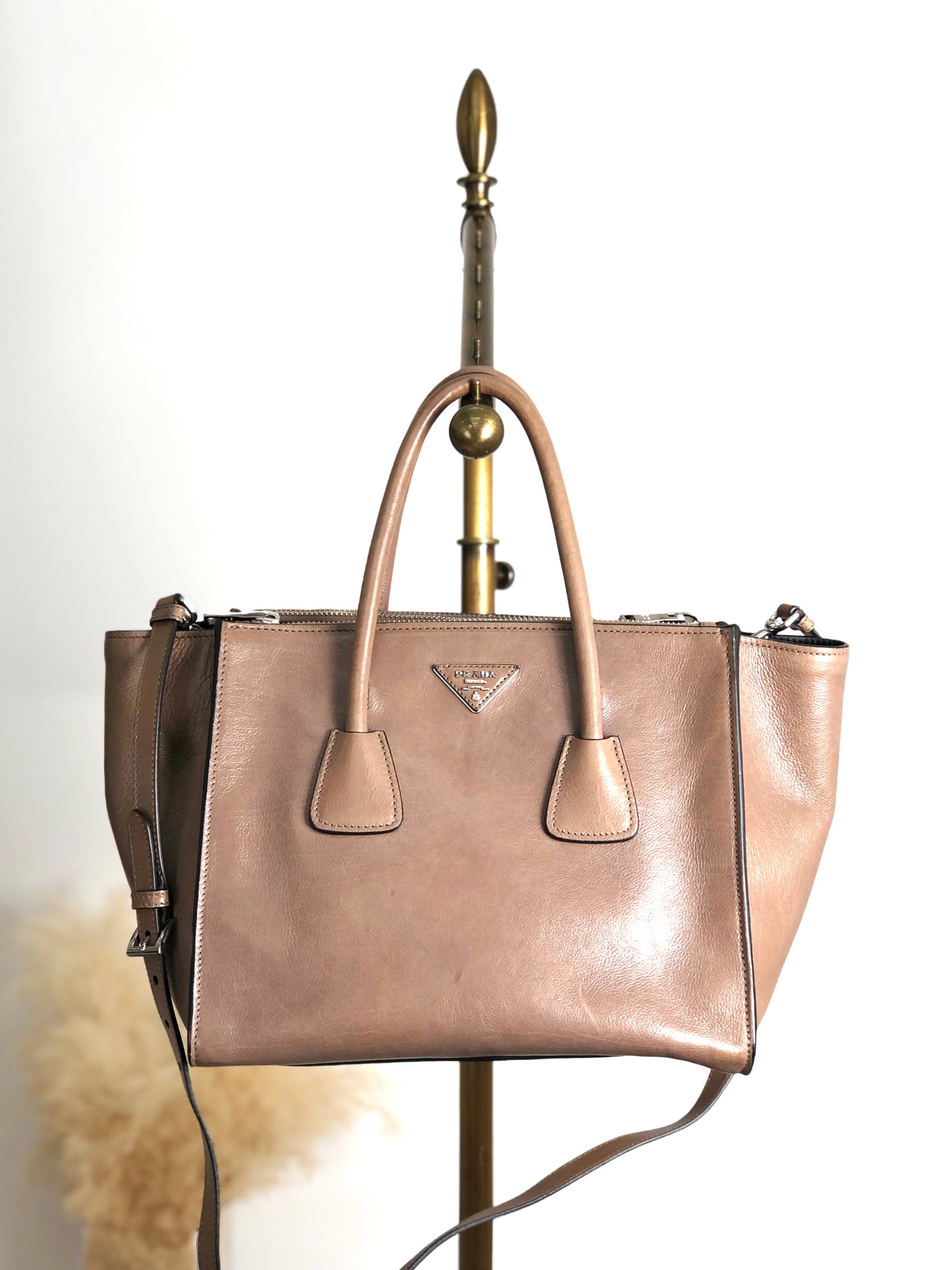 PRADA Triangle Logo Two-way Handbag Shoulder bag Brown Vintage miurph