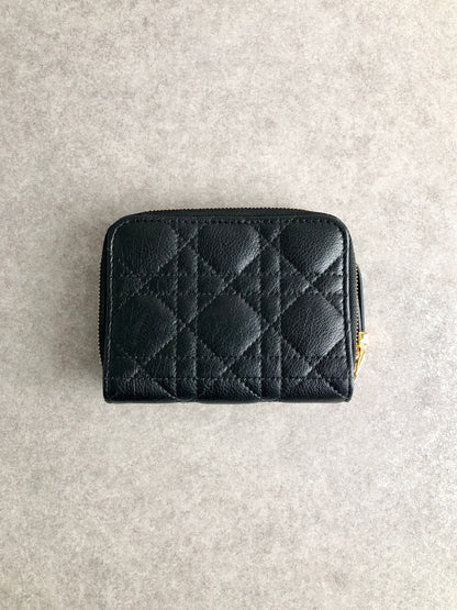 Christian Dior Cannage Folded Wallet Black Vintage j7yntp
