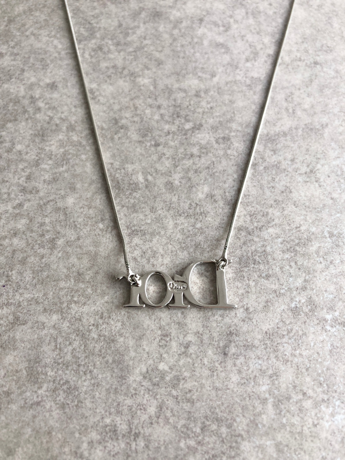 Christian Dior Logo Motif Necklace Silver Vintage dngcy3