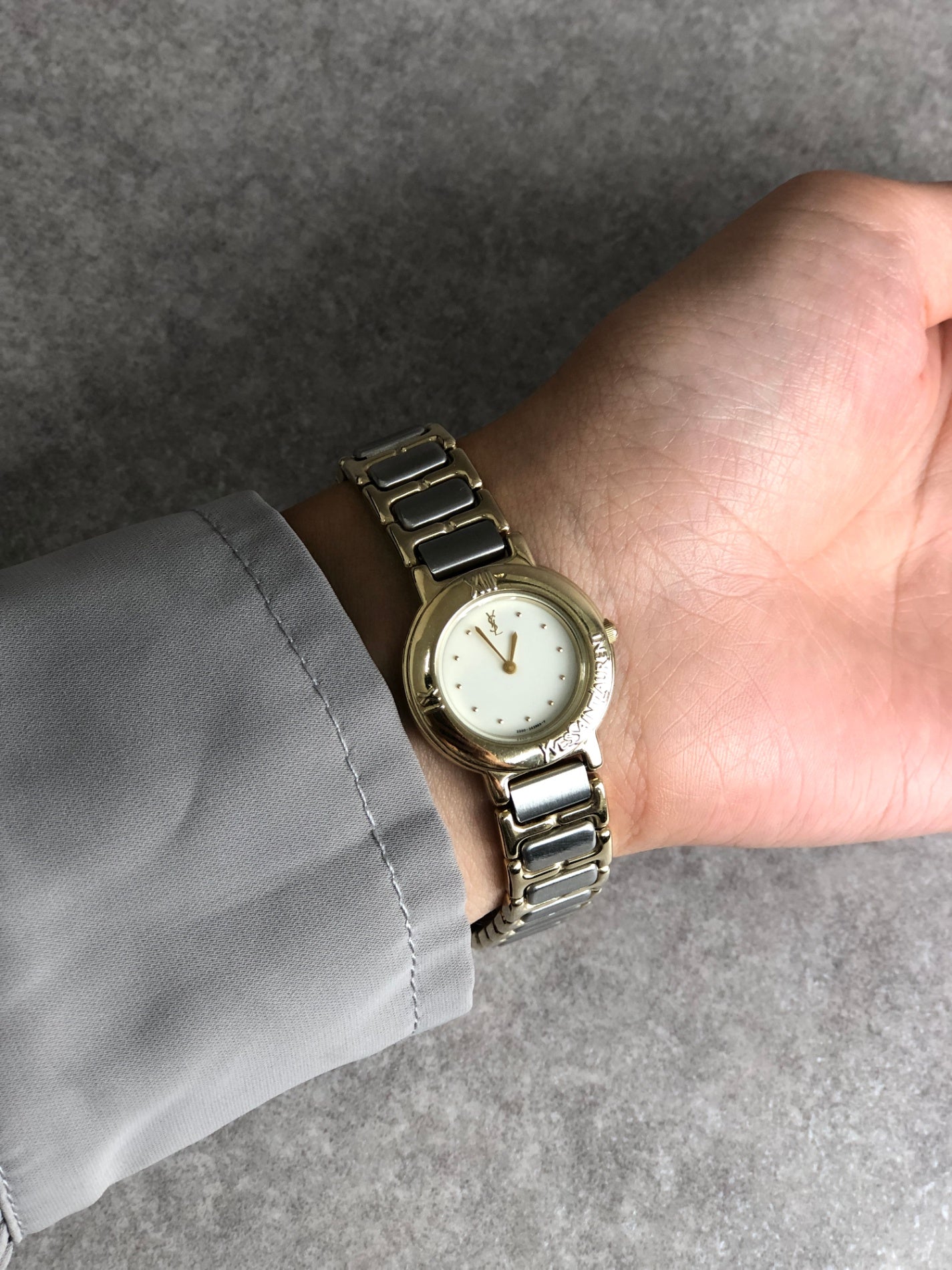 Yves Saint Laurent Quartz Watch Silver×Gold 2200-229789Y Vintage 6vjehs