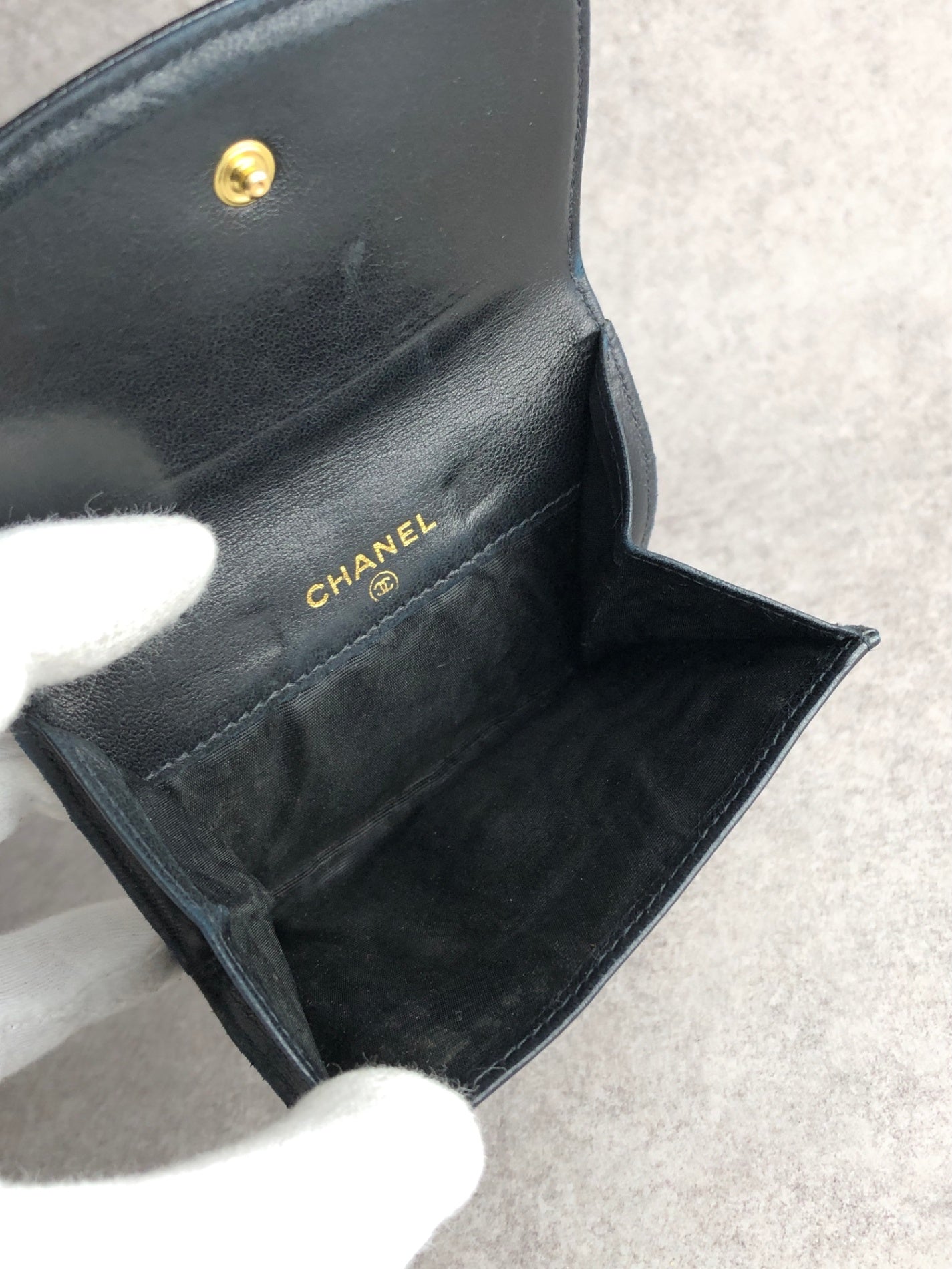 CHANEL Coco Mark Coin Purse Black Vintage 5byxkp