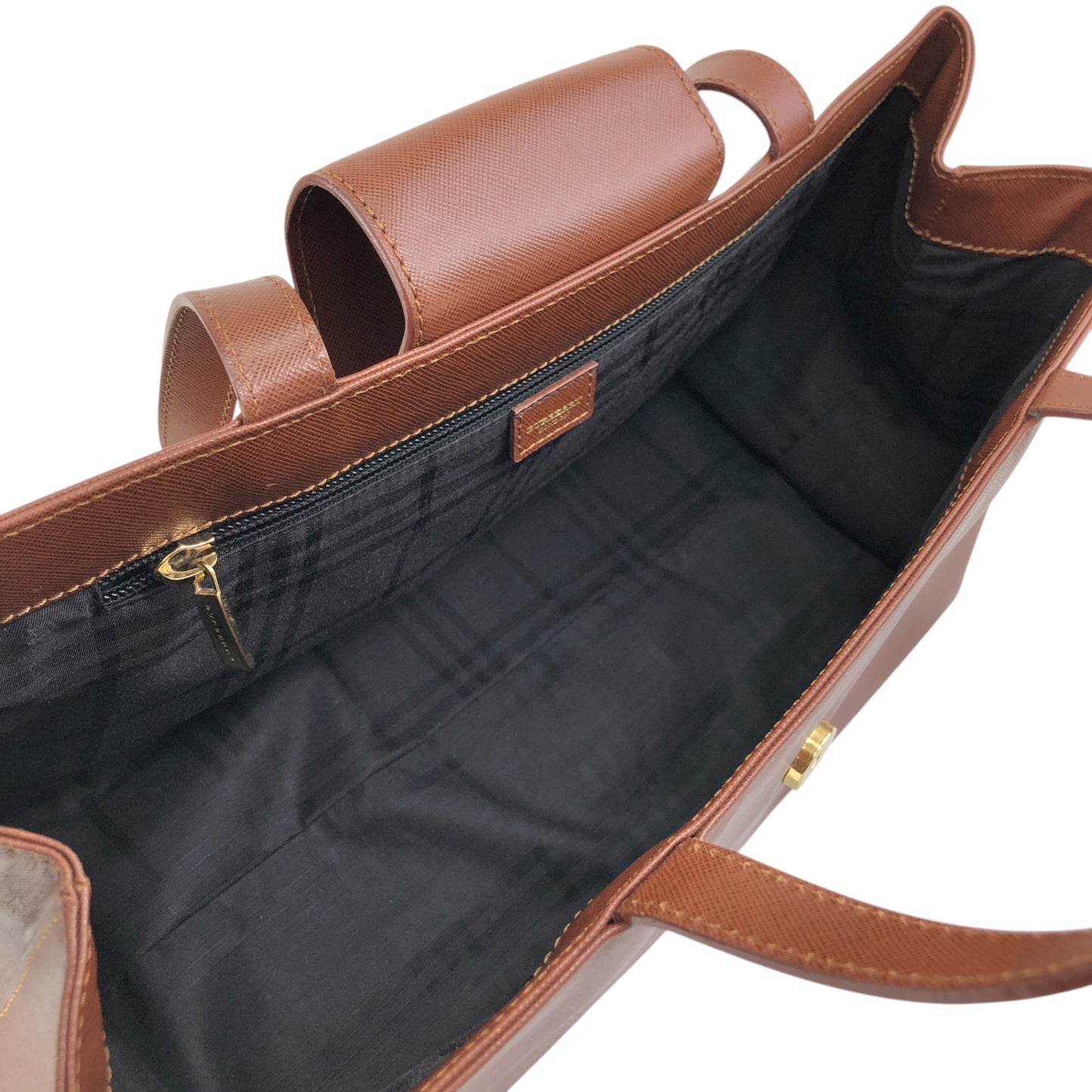 BURBERRY Flap Handbag Brown Vintage 3ex85e