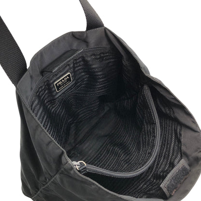 PRADA Triangle Logo Double Pocket Totebag Black Vintage ezms23