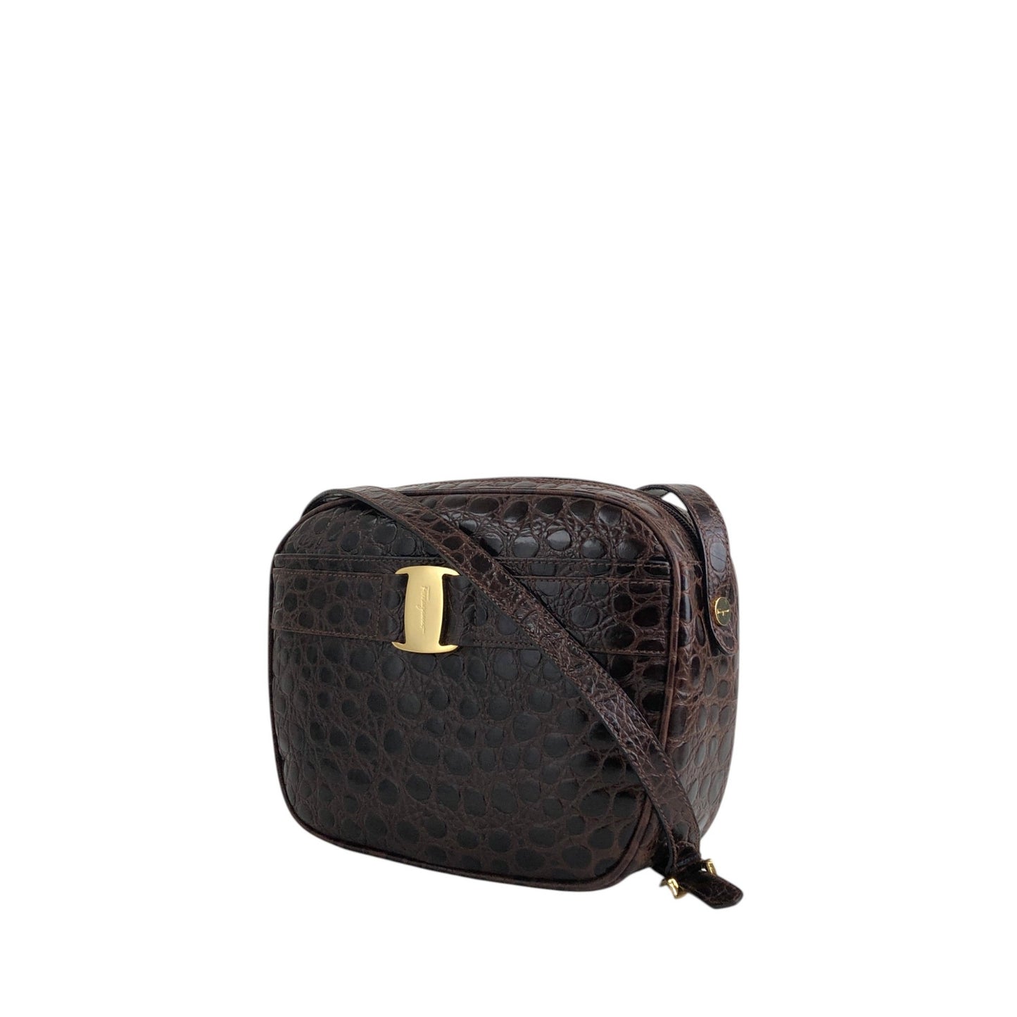 Salvatore Ferragamo Vala Ribbon Shoulder bag Brown Vintage xth3zu