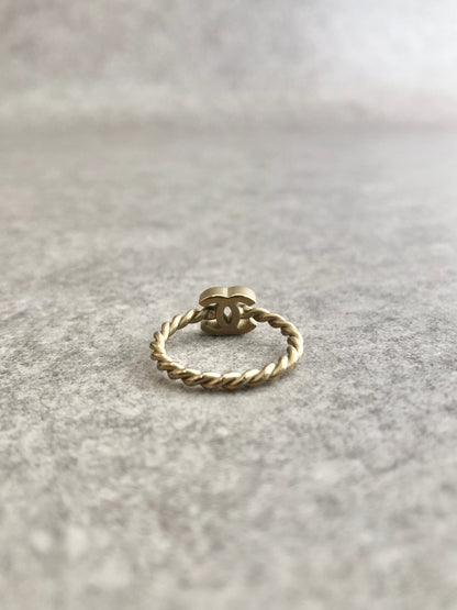 CHANEL Coco Mark Ring Gold Vintage whweu6