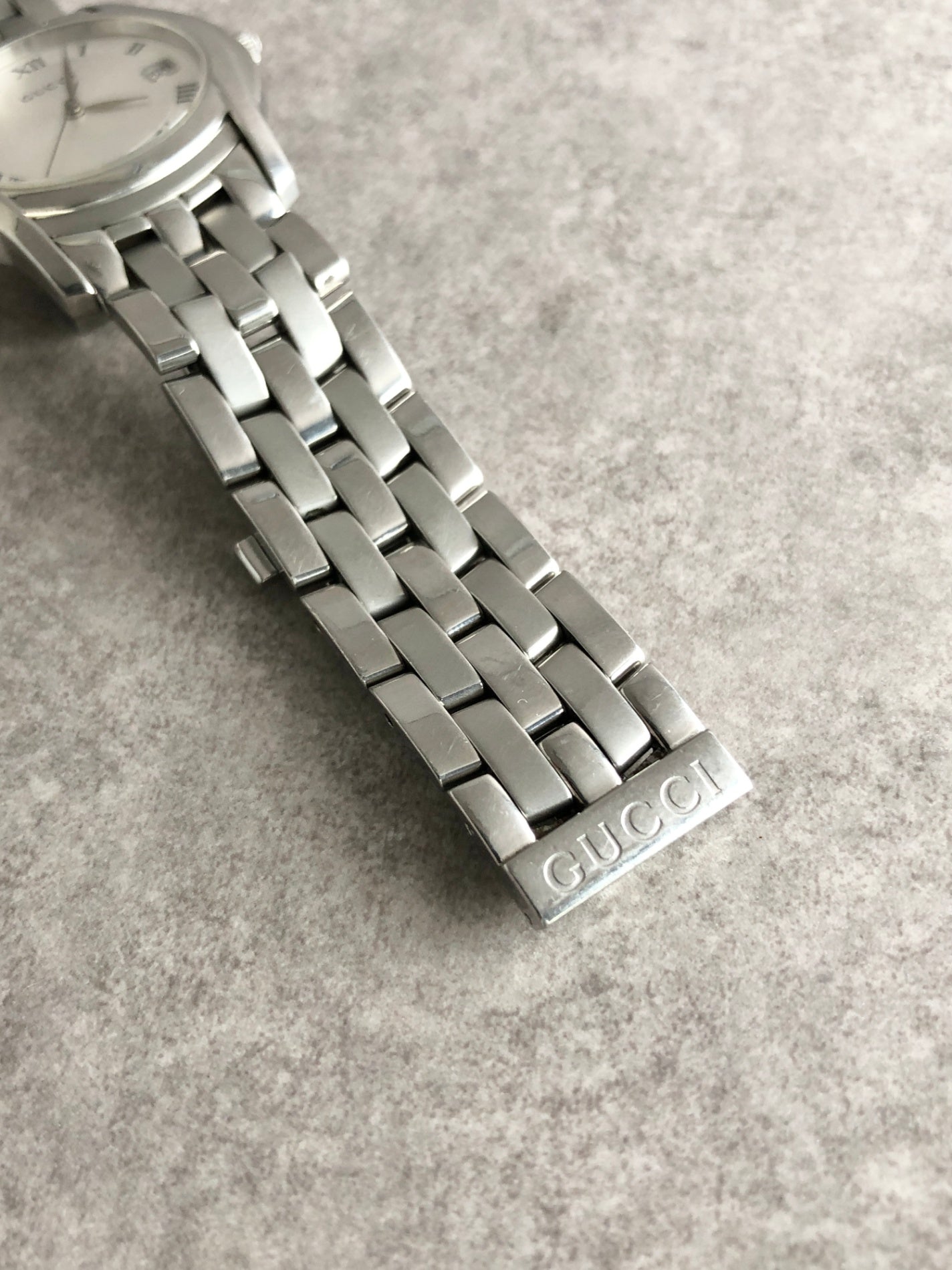 GUCCI Logo Quartz Watch Silver 5500M Vintage d4tcce