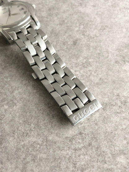 GUCCI Logo Quartz Watch Silver 5500M Vintage d4tcce