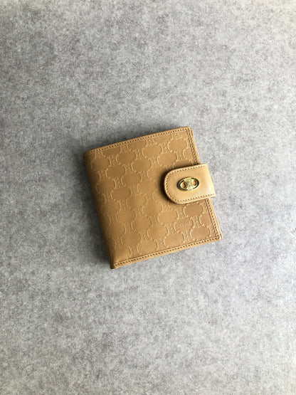 CELINE Blason Folded Wallet Camel Vintage yh355a