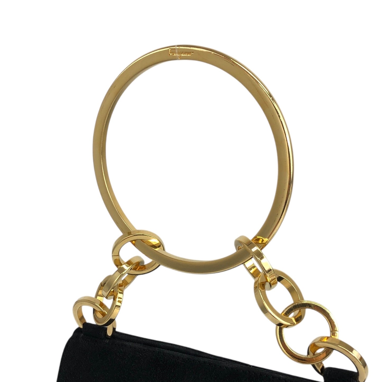 Salvatore Ferragamo Chain Handle Handbag Black Vintage 5c3v6t