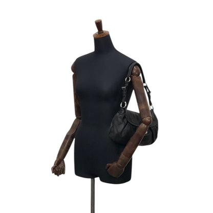 PRADA Logo Front Buckle Shoulder bag Black Vintage 4b8iuy