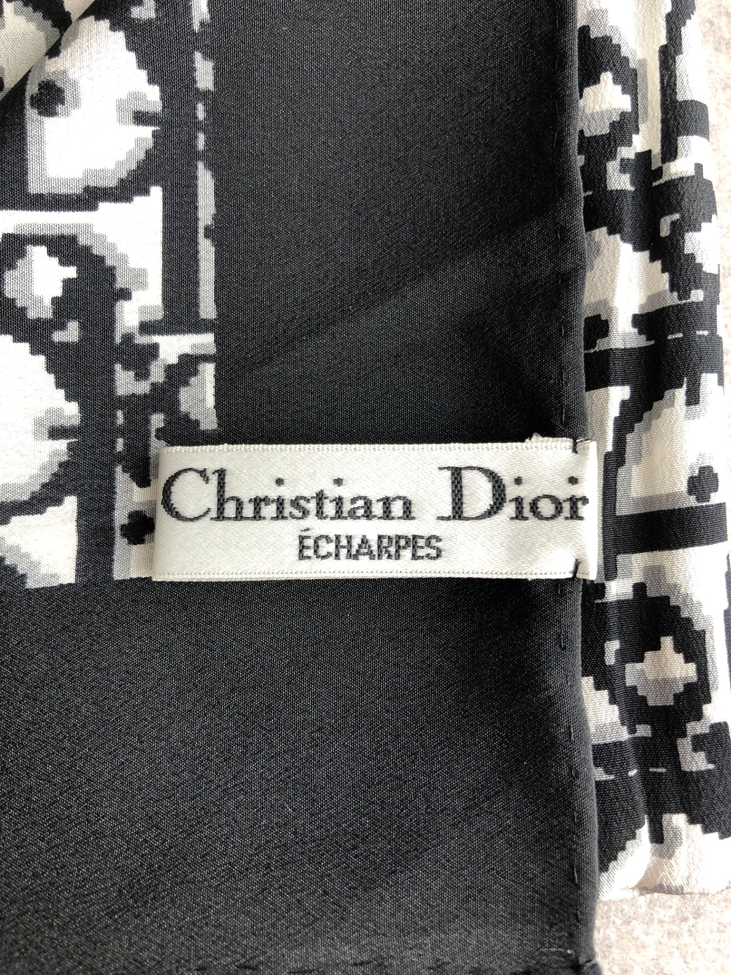 Christian Dior Trotter Silk Scarf Black Vintage 2mgxgg