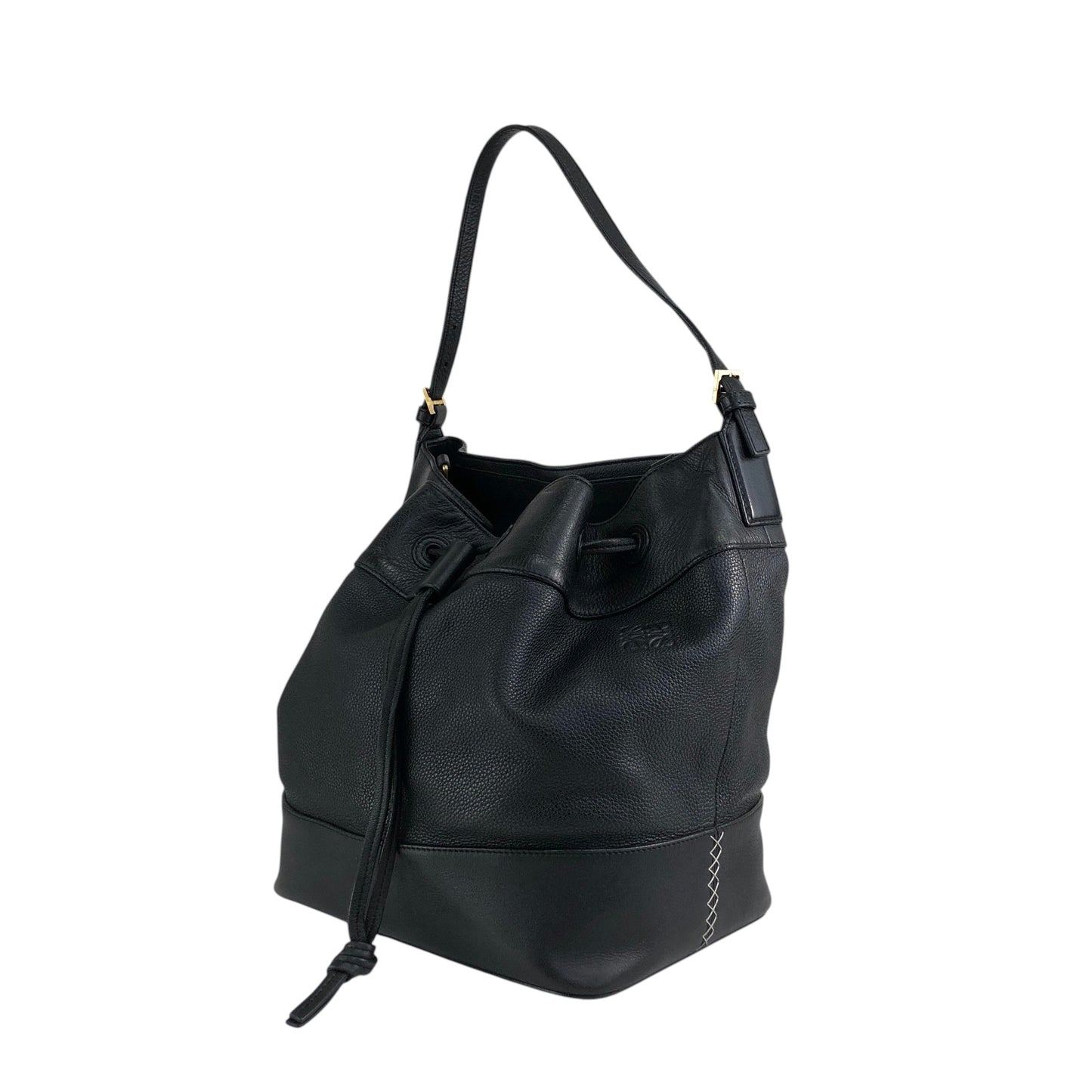 LOEWE Anagram Drawstring Shoulder bag Black Vintage kwnn6u