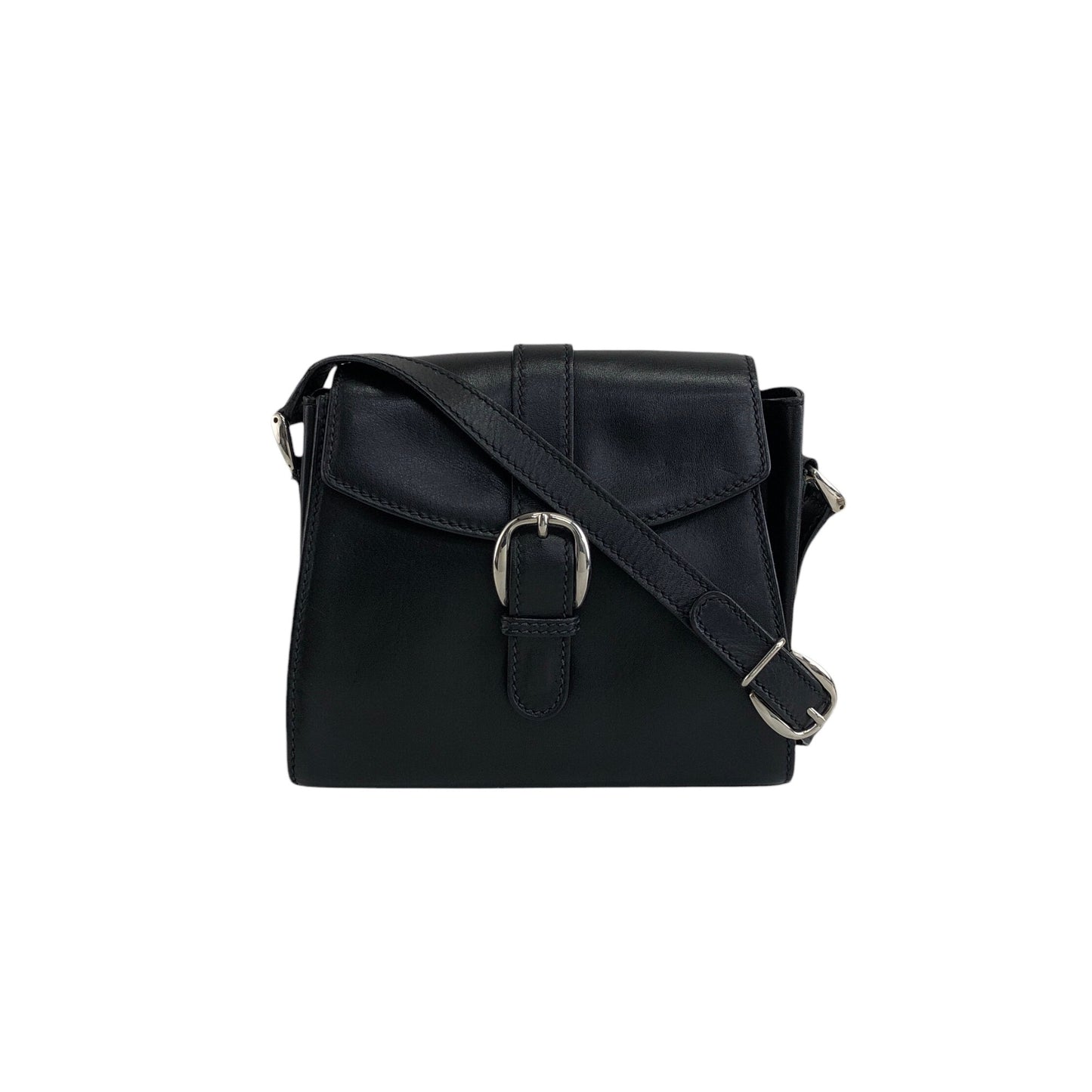 GUCCI Front Buckle Shoulder bag Black Vintage 6rzffs