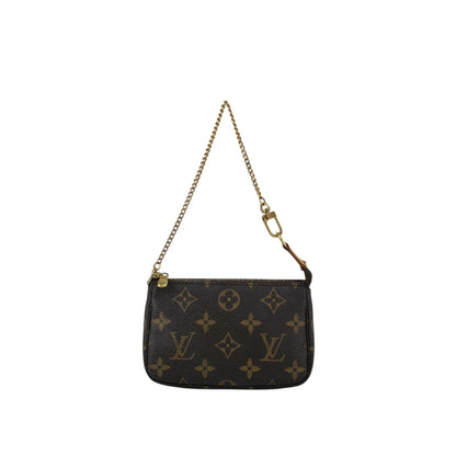 LOUIS VUITTON Monogram Small Handbag Brown M58009 Vintage 85sgud