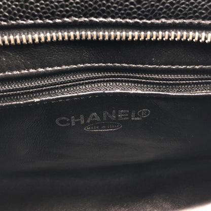 CHANEL Coco Mark Caviar Leather Handbag Black Vintage c6sifv