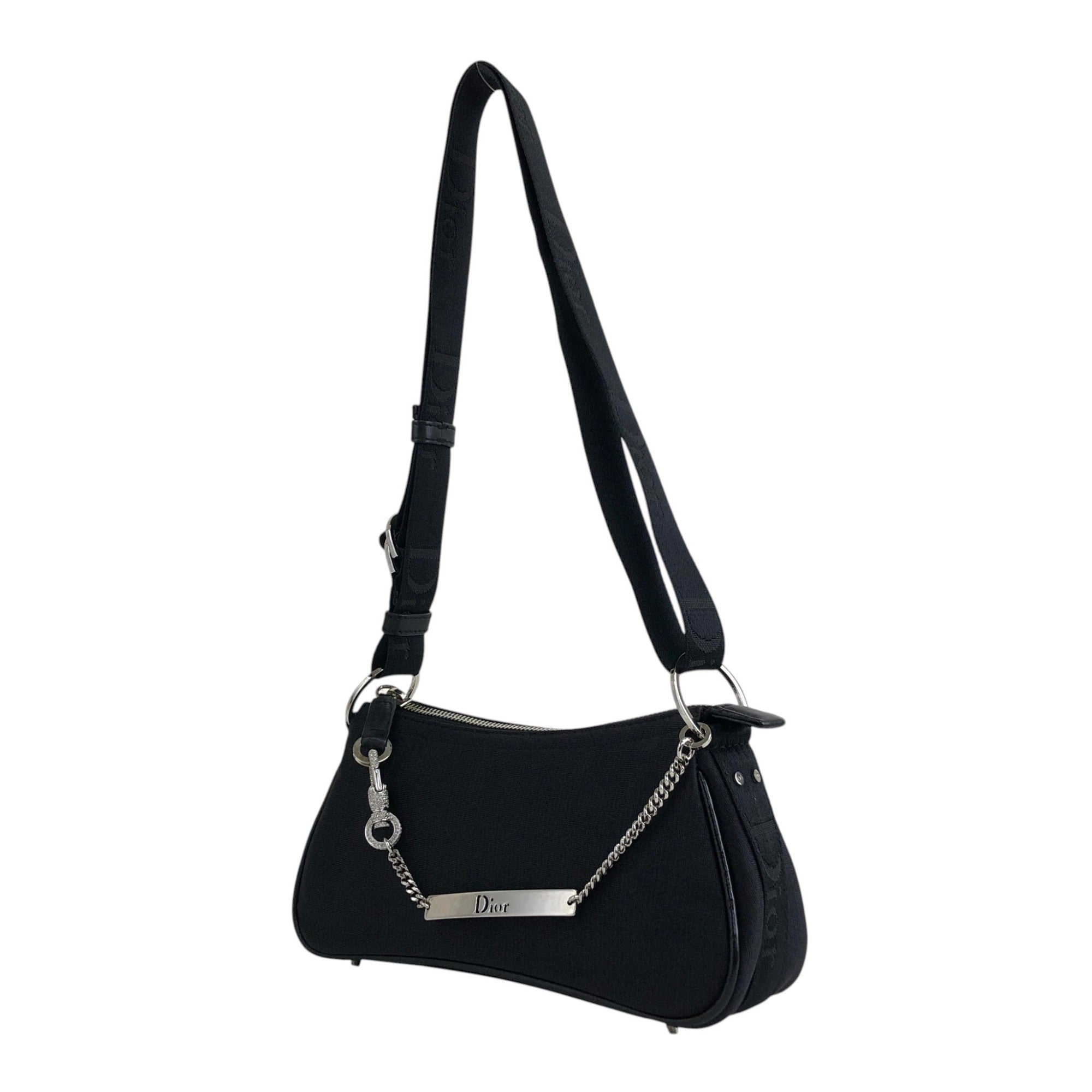 Christian Dior Logo Stone Shoulder bag Black Vintage 3ta7w7