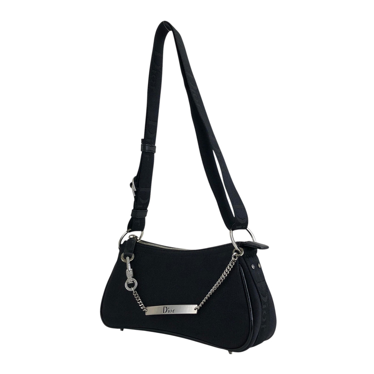 Christian Dior Logo Stone Shoulder bag Black Vintage 3ta7w7