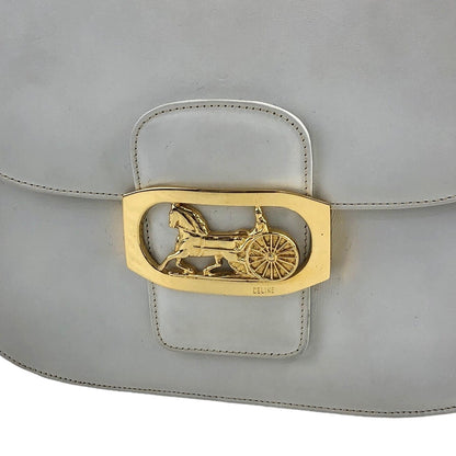 CELINE Horse Carriage Shoulder bag White Vintage tj6jzj