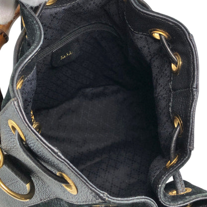 GUCCI Bamboo Two-way Handbag Shoulder bag Black Vintage egseba