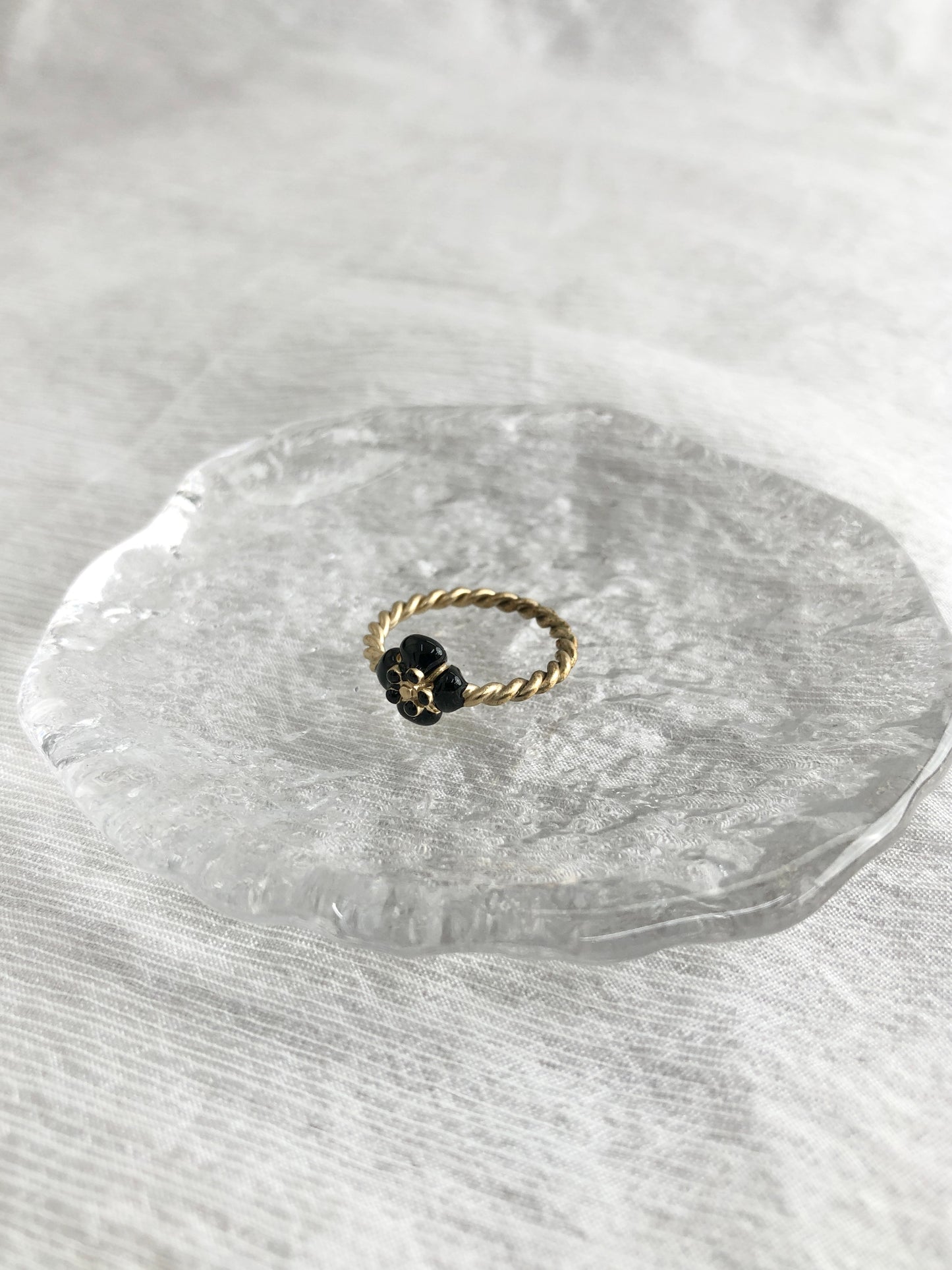 CHANEL Camellia Ring Gold Vintage 55upc6
