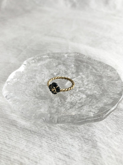 CHANEL Camellia Ring Gold Vintage 55upc6